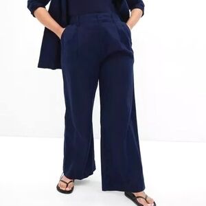 NWT GAP Navy Blue Linen-Blend Wide Leg Pants - Size 12P